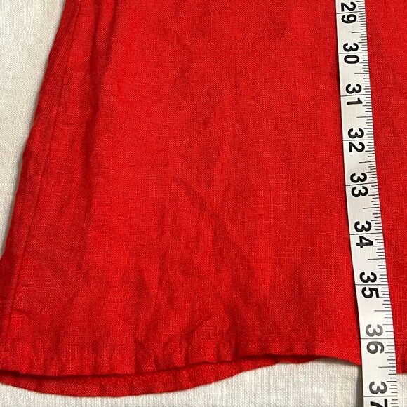 Lungo L’Arno Red Linen Shift Dress Ruffle Sleeve Made in Italy Size M/L - Picture 11 of 11